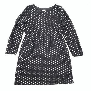 J. Crew Long Sleeve Polka Dot Print Dress 4 Womens Black White Retro Preppy S
